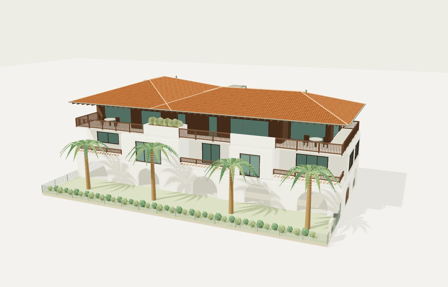 Maquette de la résidence Albret, avec ses façades claires, son attique en bois et ses terrasses
